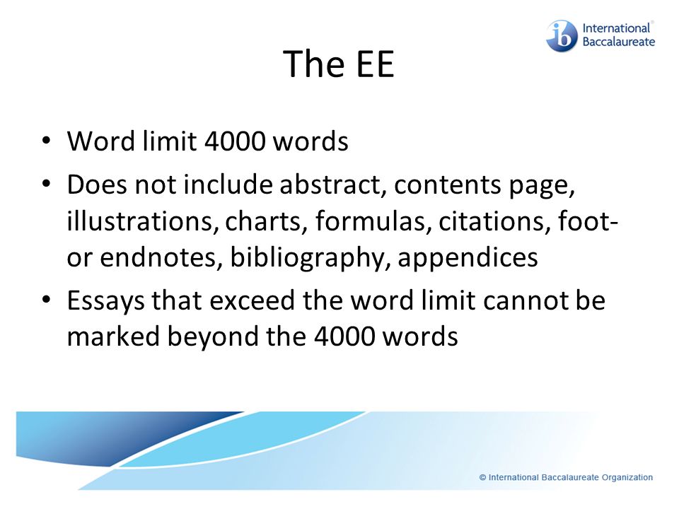 Ib extended essay guide word count